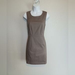 LOFT Ann Taylor Taupe 100% Cotton Sleeveless Sheath Dress Size 6